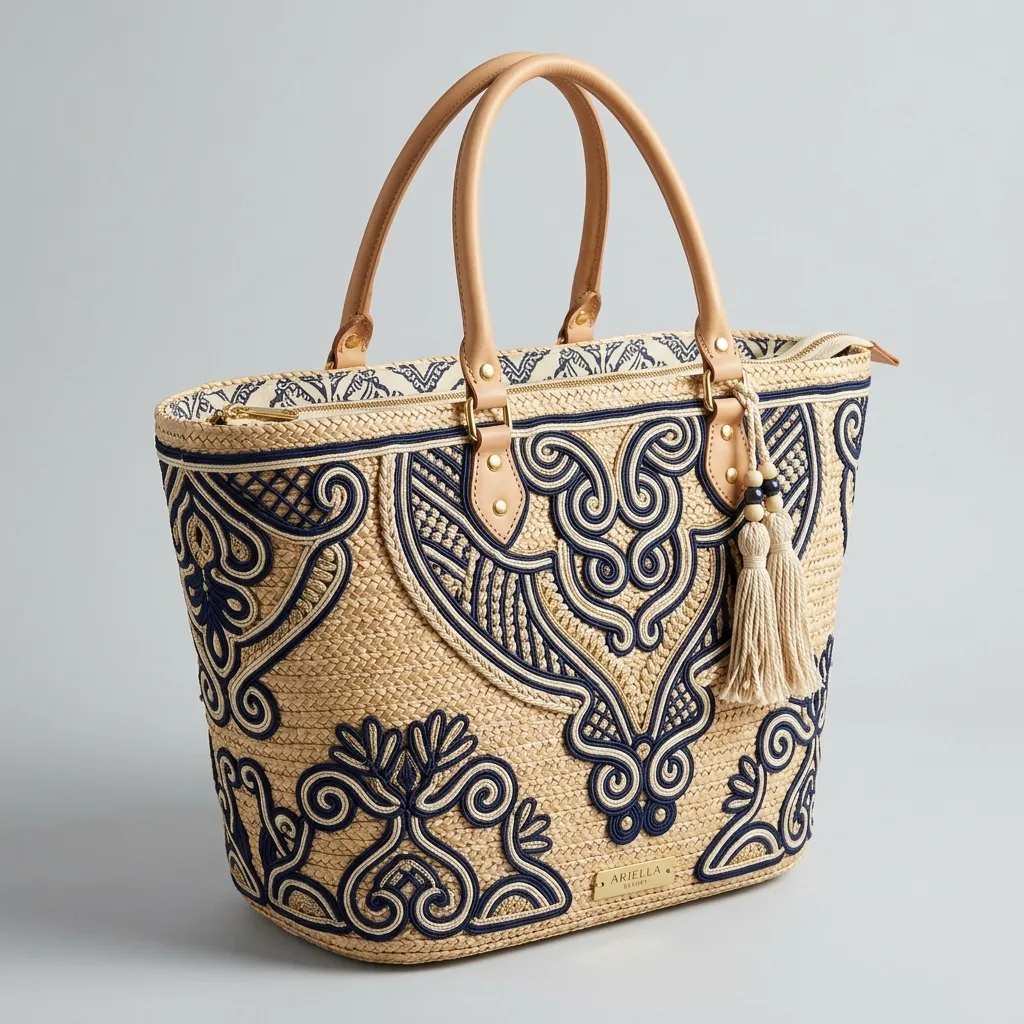 Wholesale Soutache Beach Bag - Habes Textile
