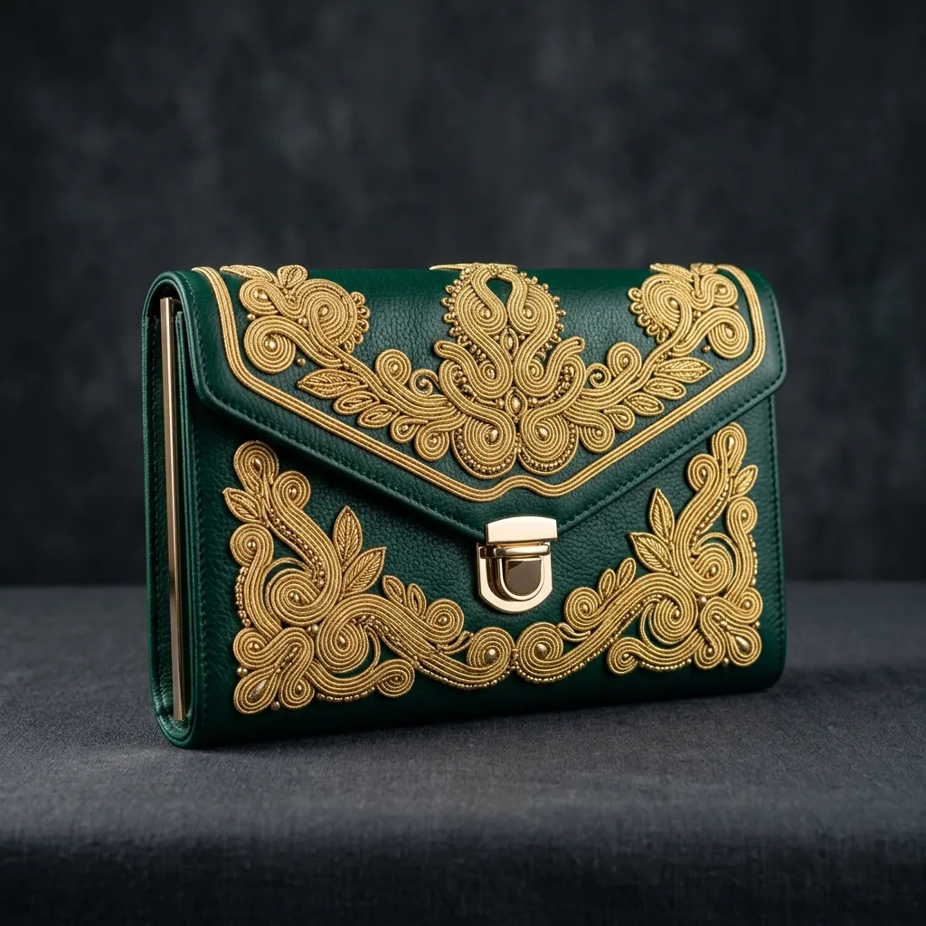 Soutache Embroidered Clutch Bag - Habes Textile